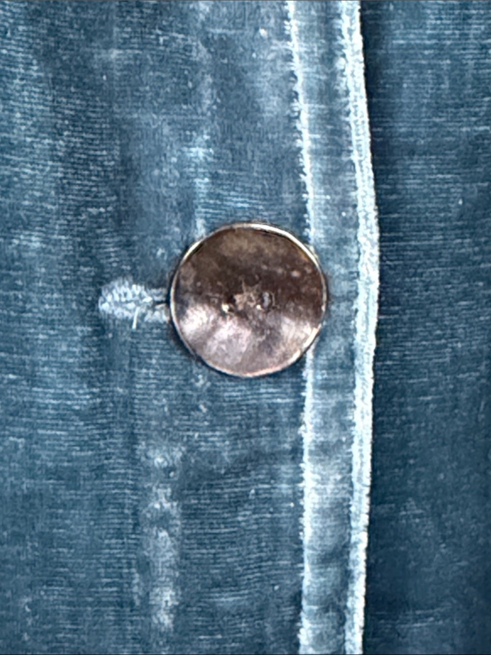 Chico’s Crushed Velvet Blazer Blue Silk Blend Jacket XL Luxury Holiday - Picture 10 of 15